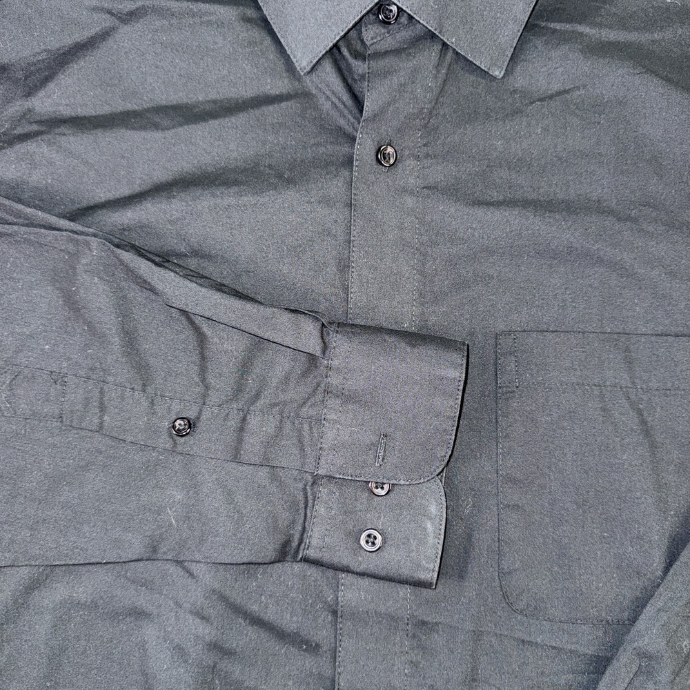 Men's Pierre Cardin Long Sleeve Button Up Dress Shirt Black Size 15.5x32/33 - Picture 3 of 6